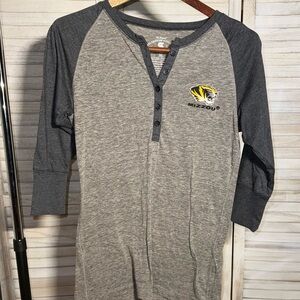 Mizzou Embroidered Gray Henley Women's Top